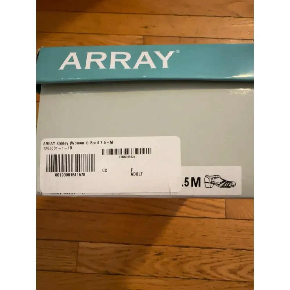 Array Kirkley Women’s 7.5M Sand Leather Comfort T-Strap Low Heel Shoes NEW